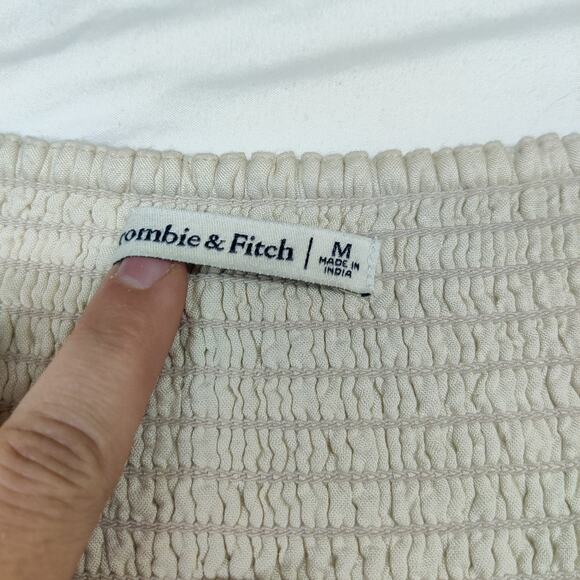 Abercrombie & Fitch Linen Blend Knotted Front Flutter Sleeve Mini Dress Medium - Picture 11 of 16